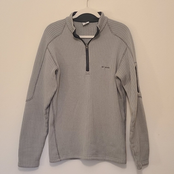 Columbia Men's Gray Ribbed Pullover Sweater with Half Front Zipper - Picture 1 of 6